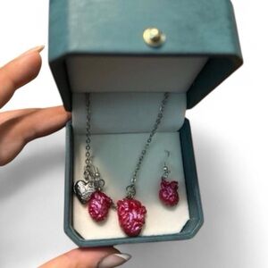 Handmade Polymer Clay Anatomical Heart Jewelry Set